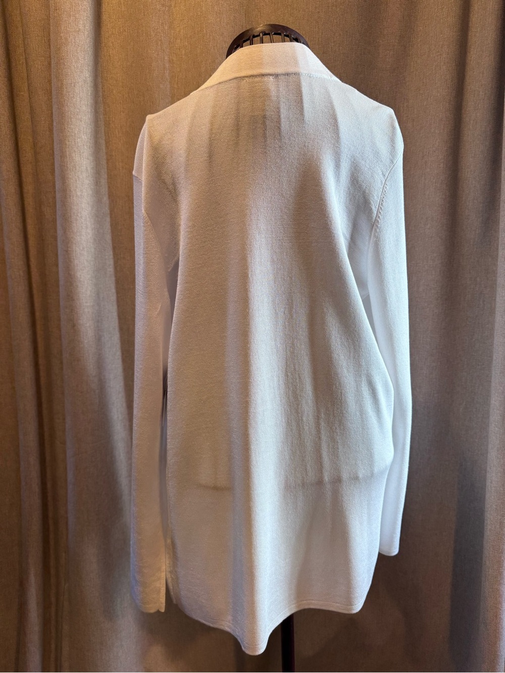 Anne Klein - Womens - Open Front Knit Cardigan with Pockets - White - Size M - Picture 3 of 6